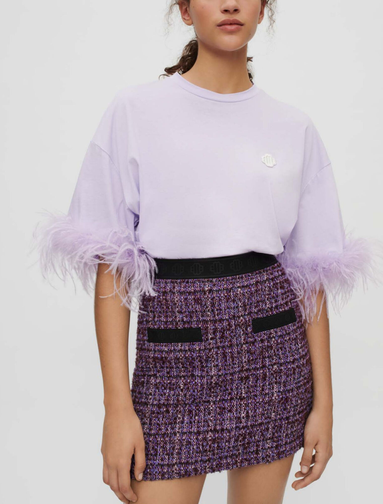 Purple tweed skirt with contrasts