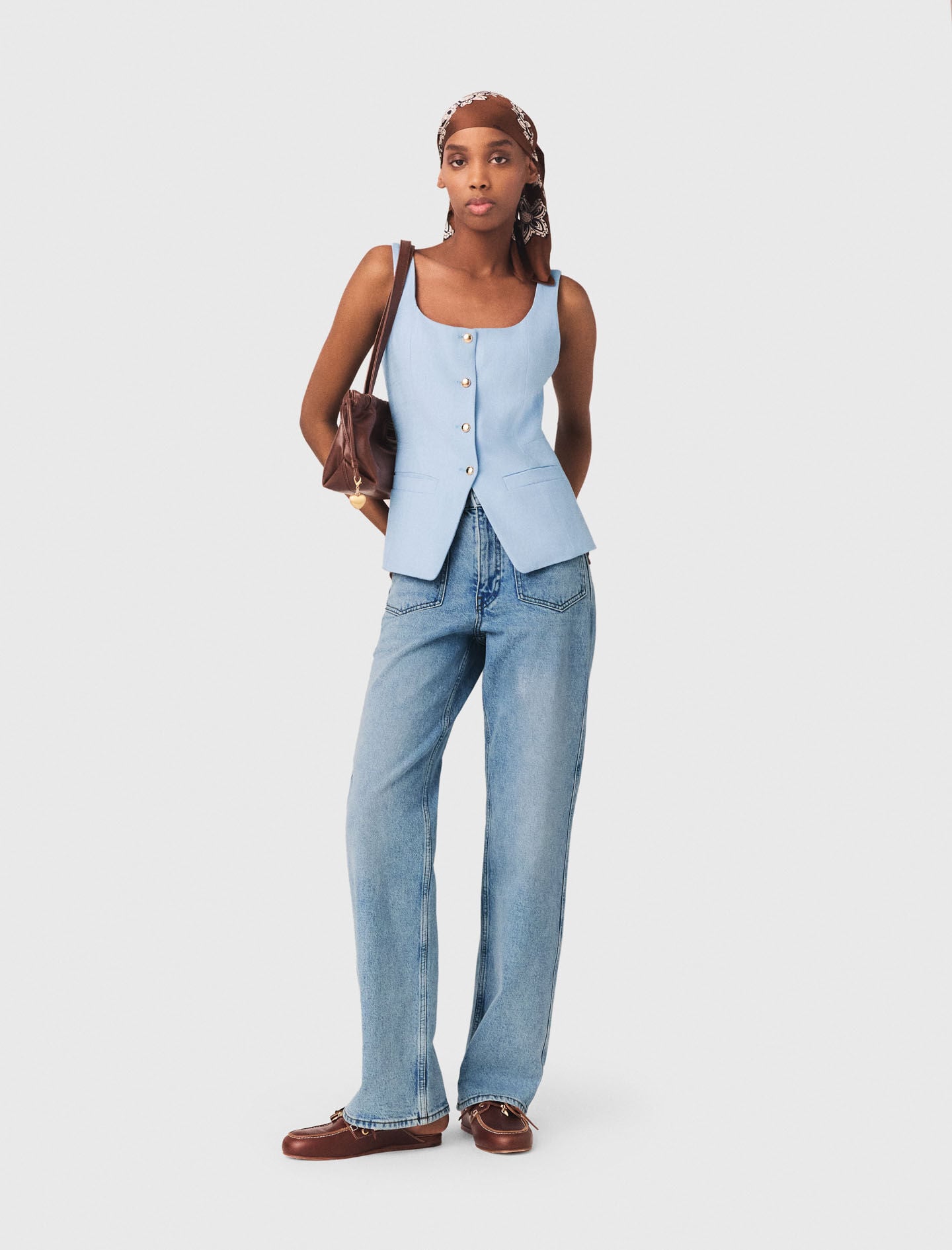 Long tailored jacket Blue For Women | Maje