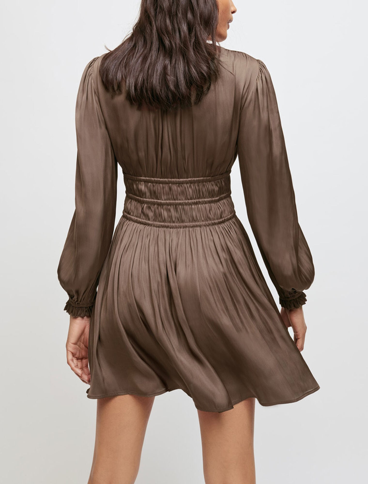maje short satin dress Short satin dress Dark green for Women