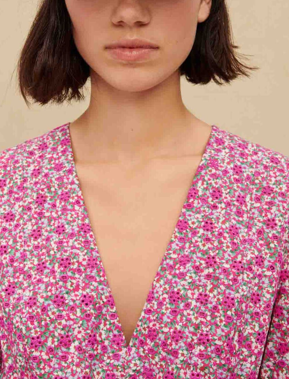 関税送料込【maje】花柄ミニワンピース Floral print short dress Pink For Women | Maje