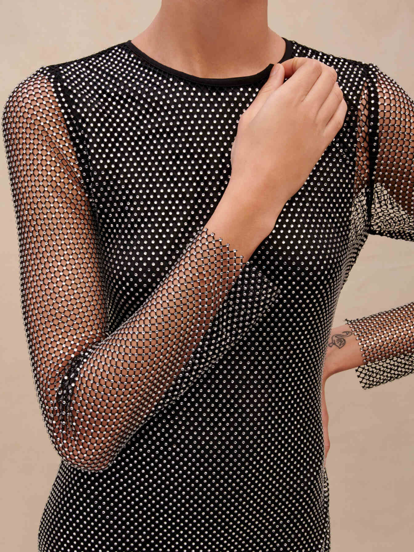 Short diamanté dress Black / Gray For Women | Maje