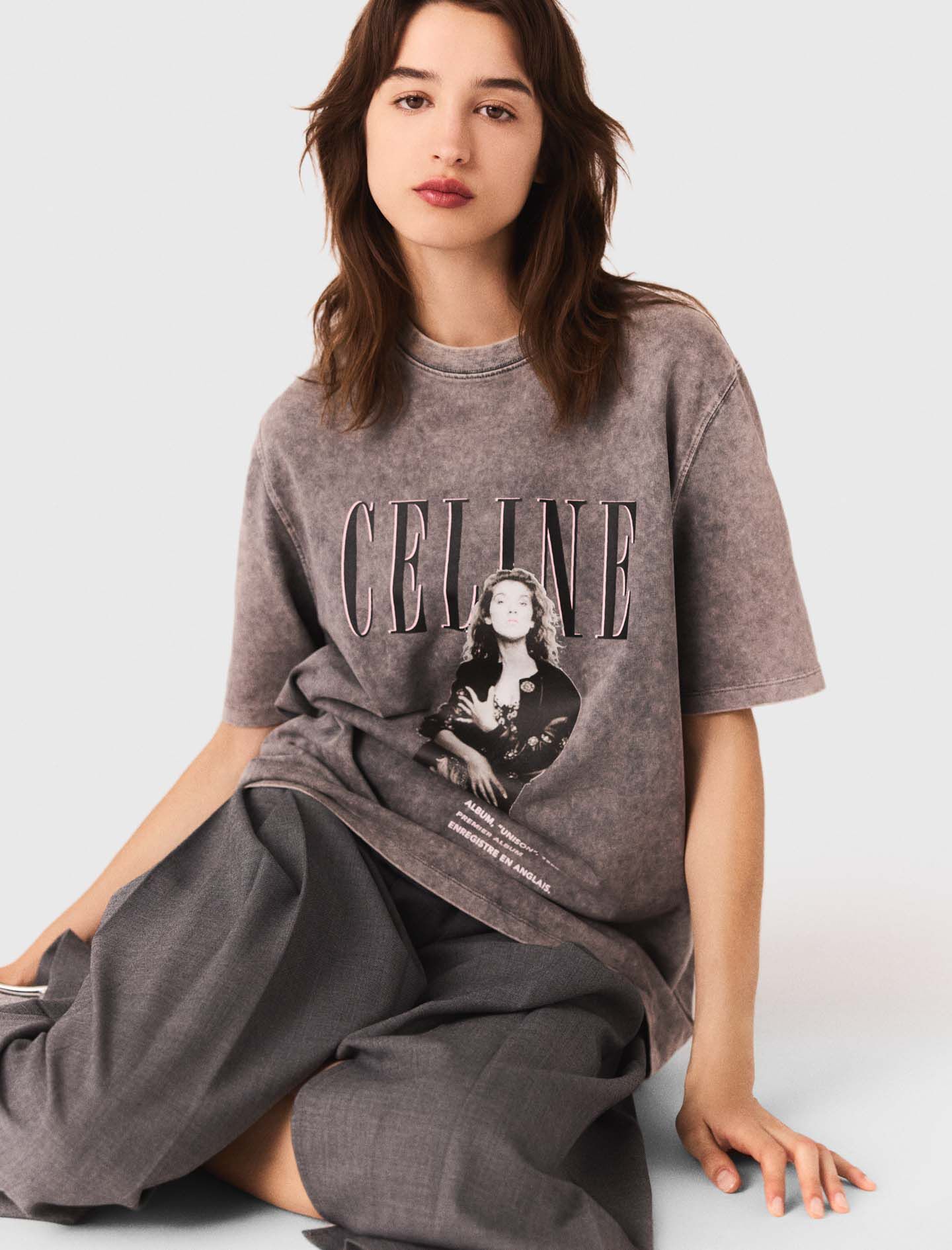カットソー　m＿mefu Maje x Céline Dion T-shirt Black / Gray For Women | Maje