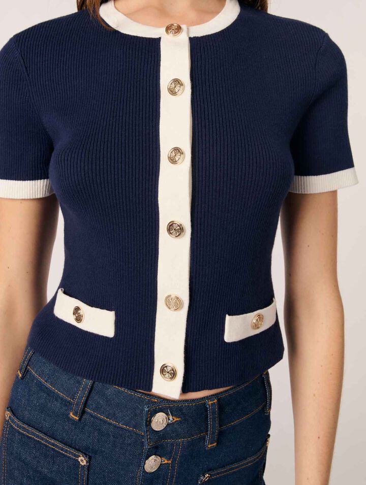 Cropped short sleeve cardigan