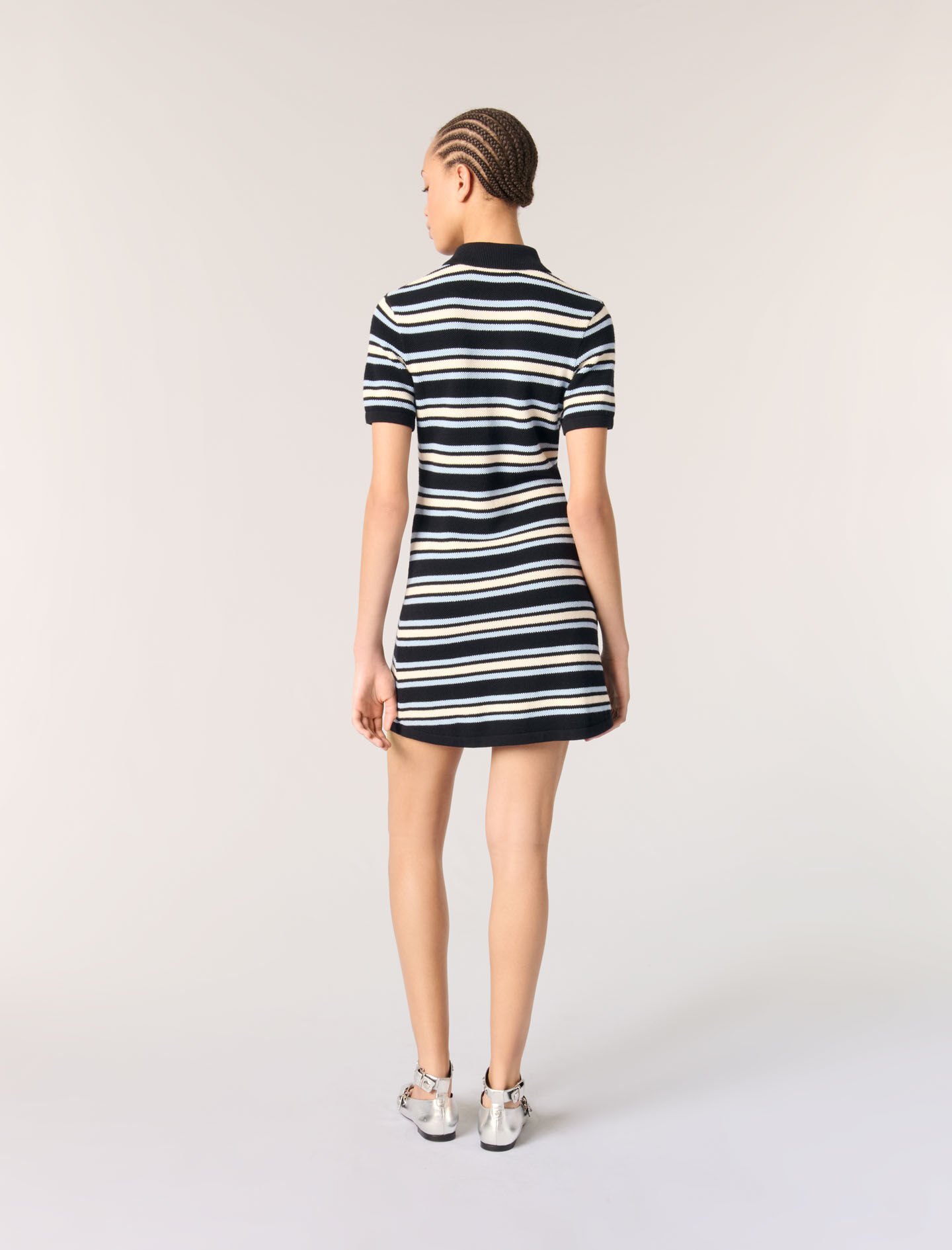 Striped knit polo dress Tricolor For Women | Maje