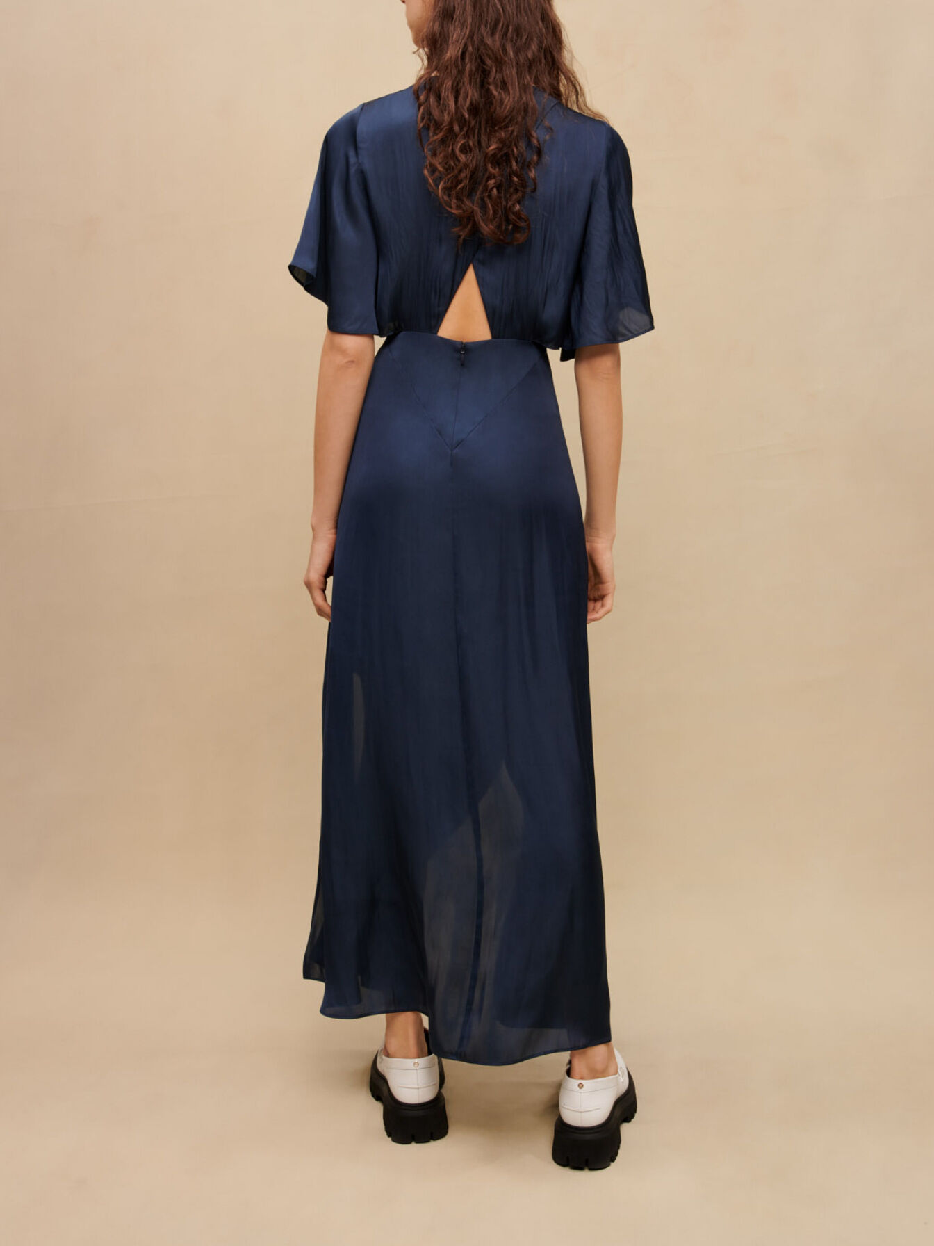 SERENE SATIN DRAPED DRESS / 濃藍(NAVY) Serene Satin Draped Dress / 濃藍(Navy) – AMATERASJAPAN