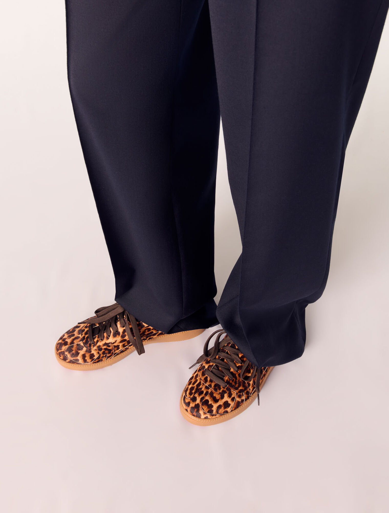 Leopard print leather sneakers