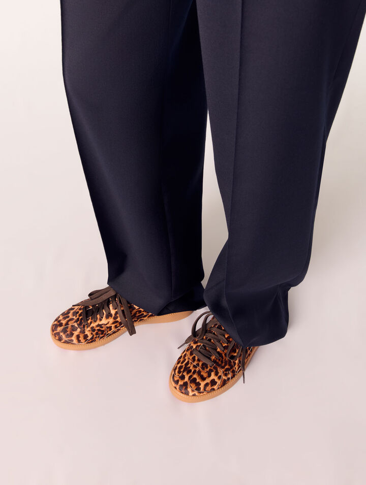 Leopard print leather sneakers