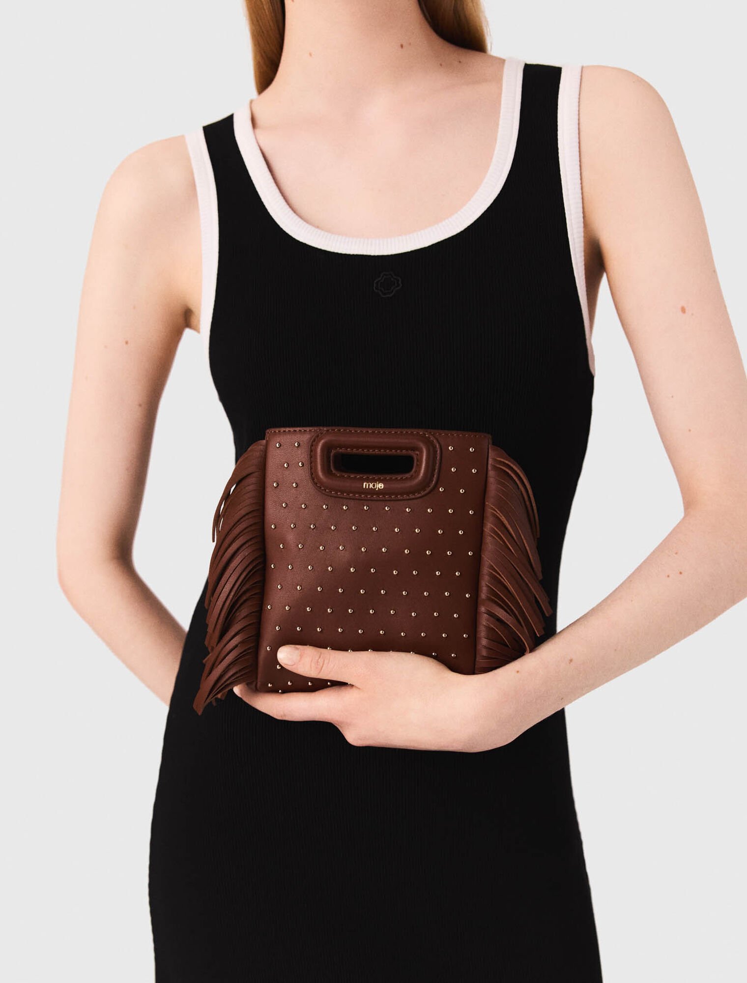 Leather M mini bag with studs