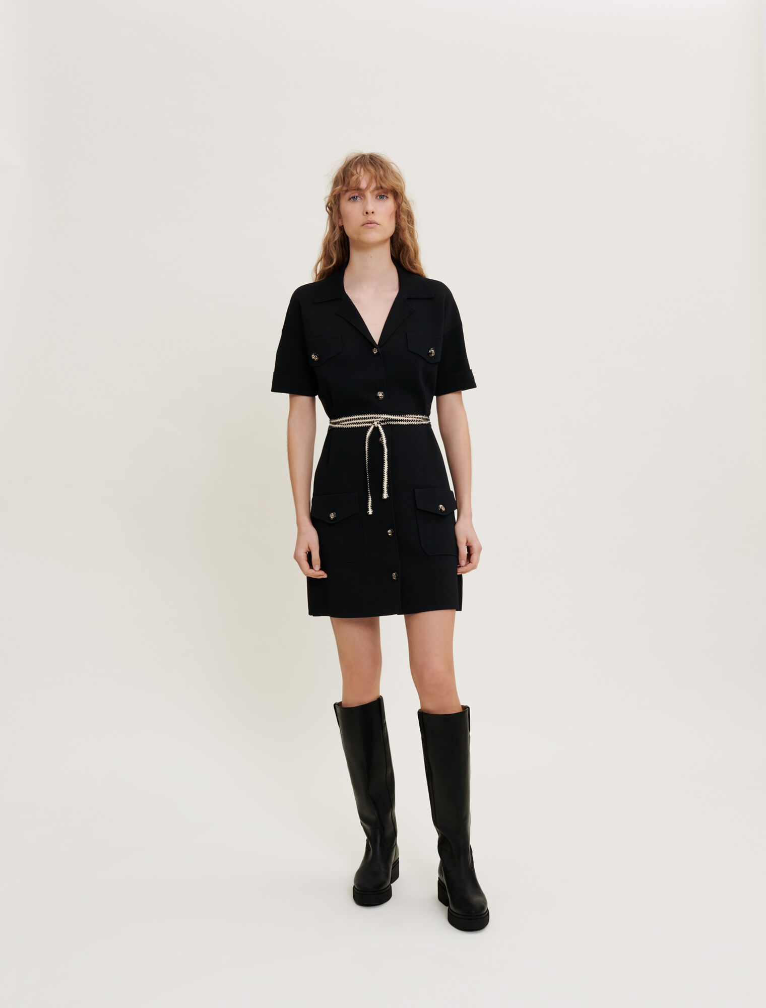 Belted knit dress