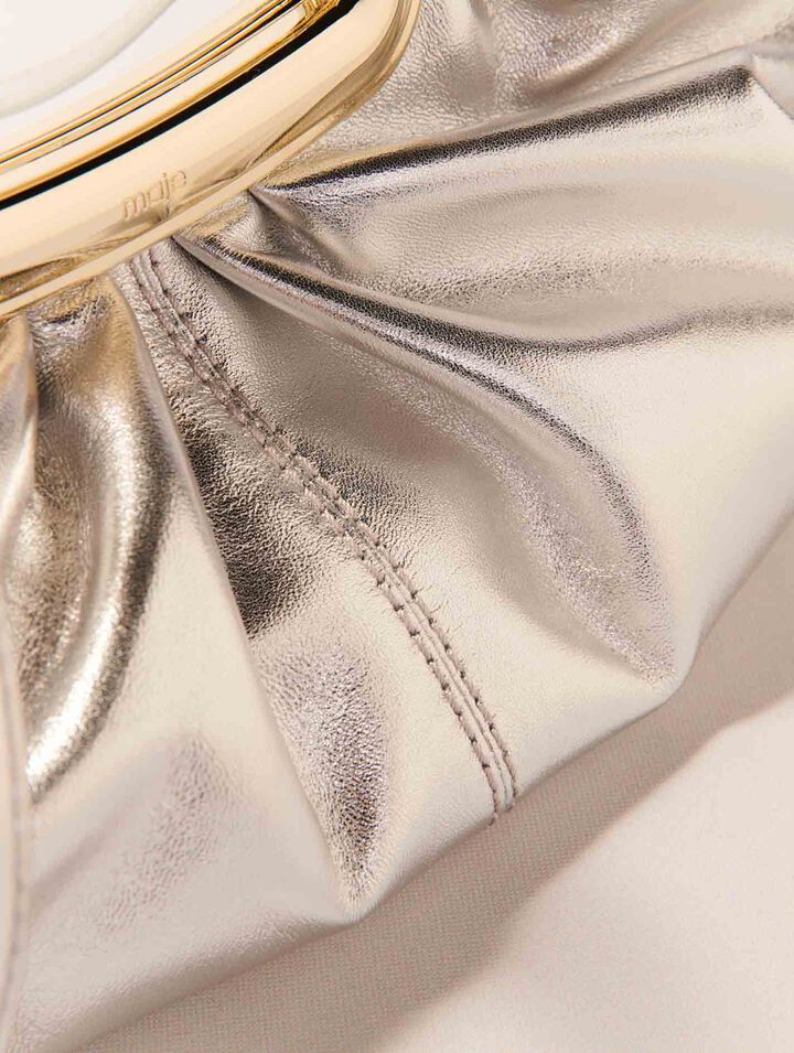 Leather metal handle clutch