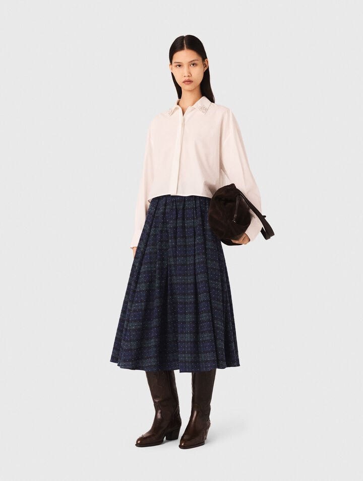 Check skirt with rhinestones