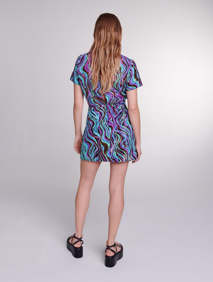 Trompe l'œil sequin mini dress