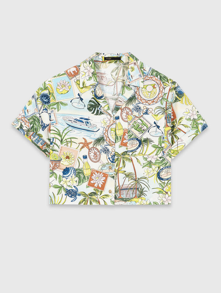 Patterned cropped shirt