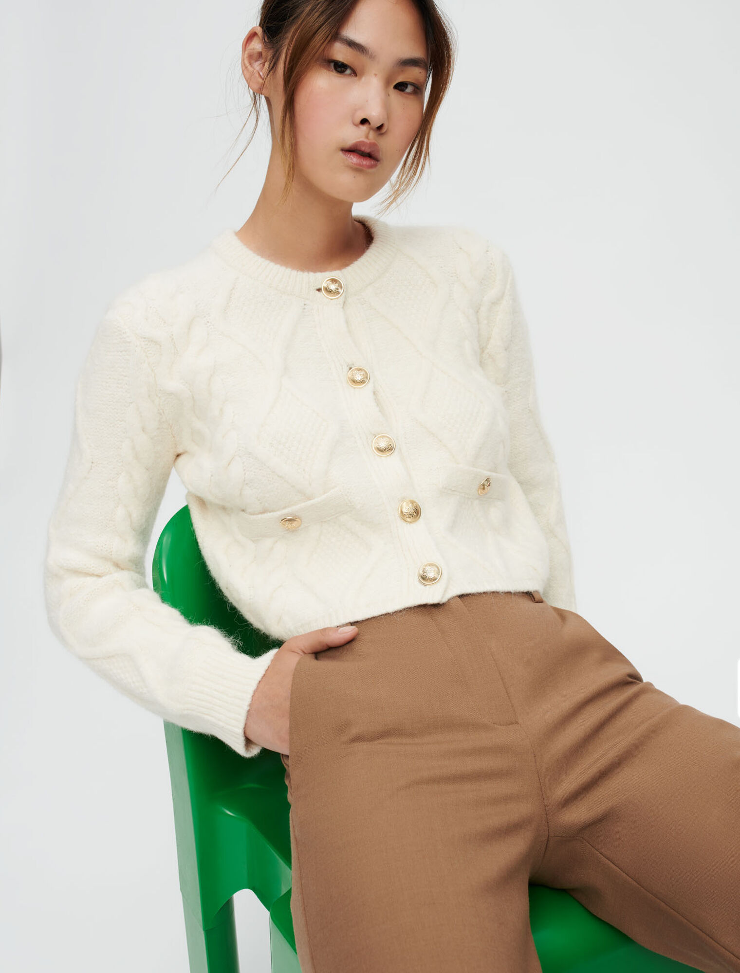 Chain knit cardigan