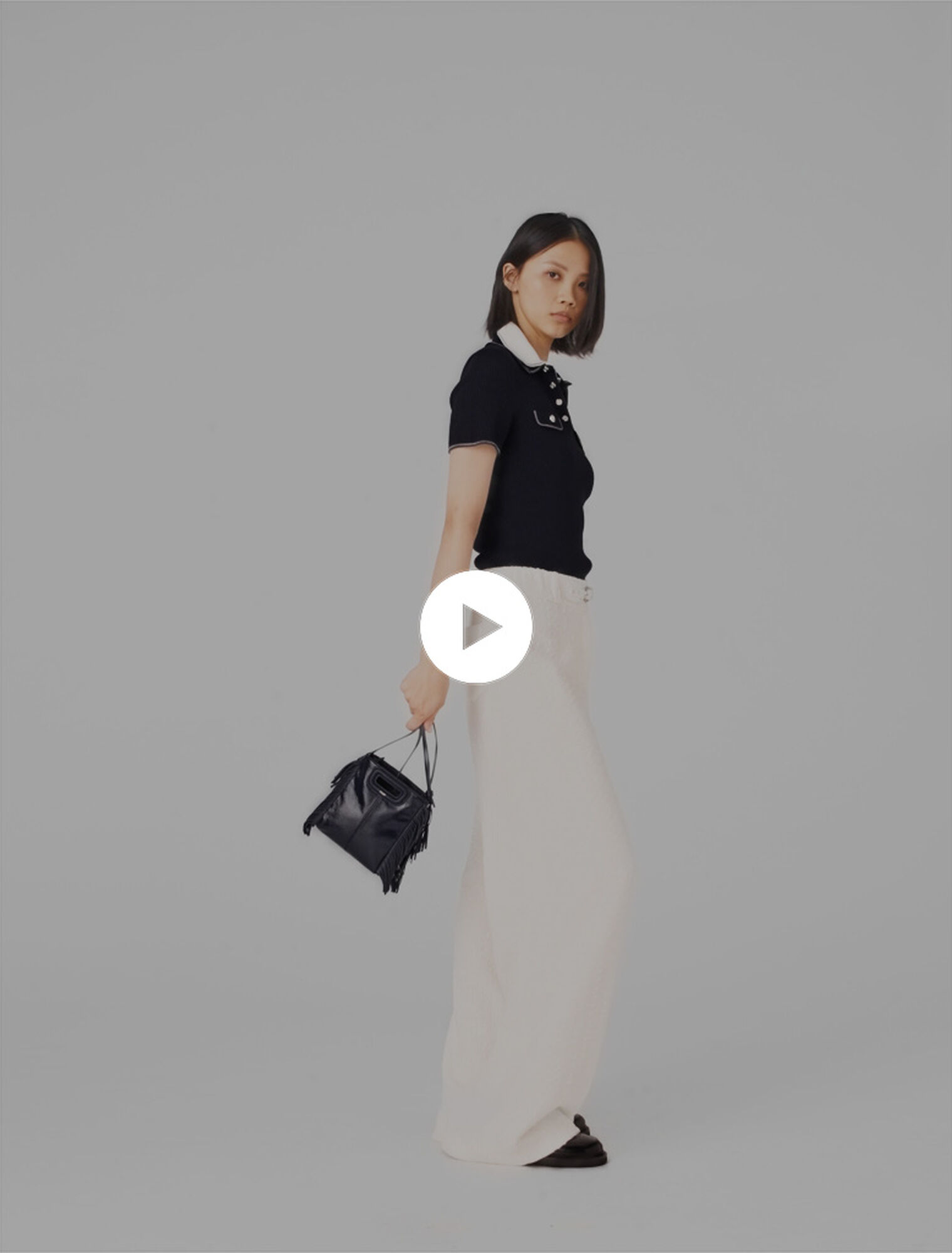 Wide-leg tweed trousers