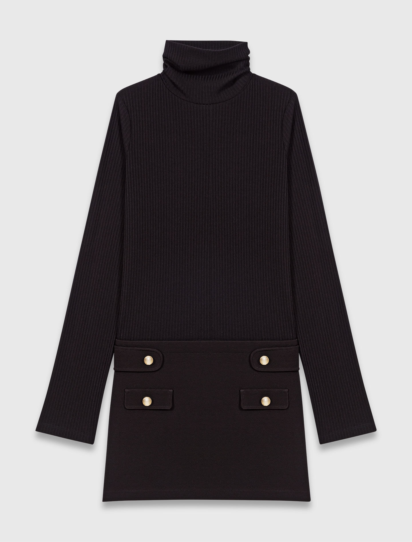 Mini turtle neck dress Black / Gray For Women | Maje