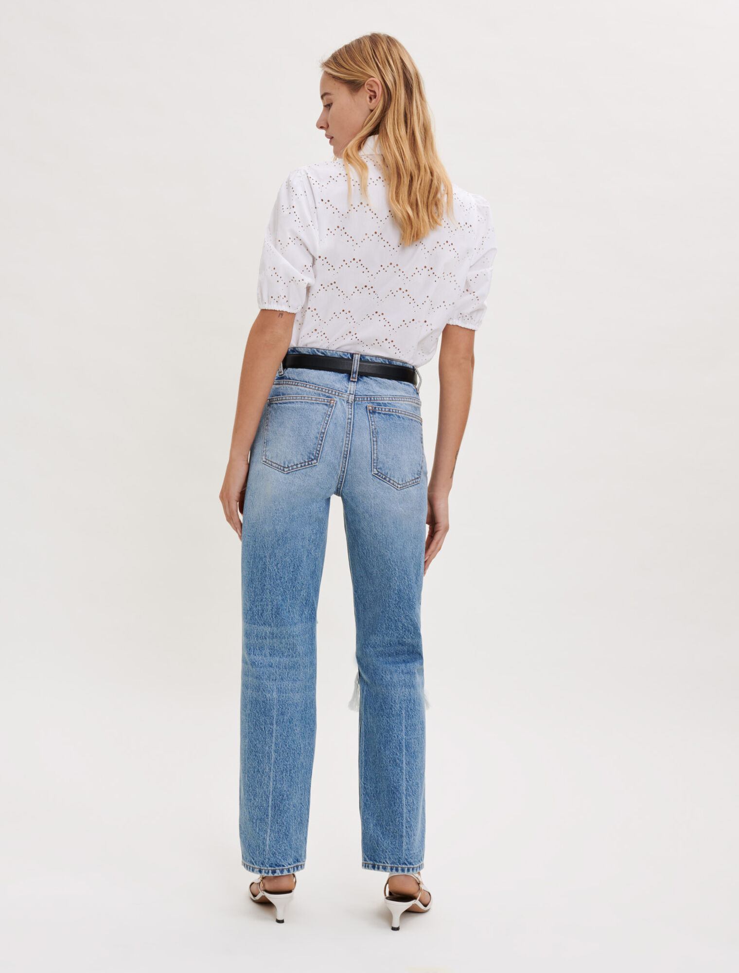 Poplin openwork shirt