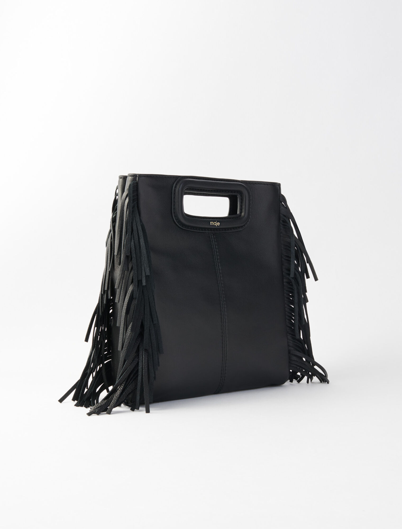 Smooth leather M bag with fringing