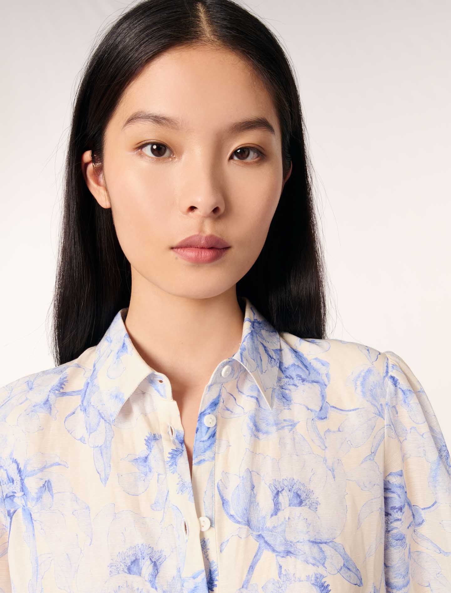 majeページ Patterned shirt dress Blue For Women | Maje