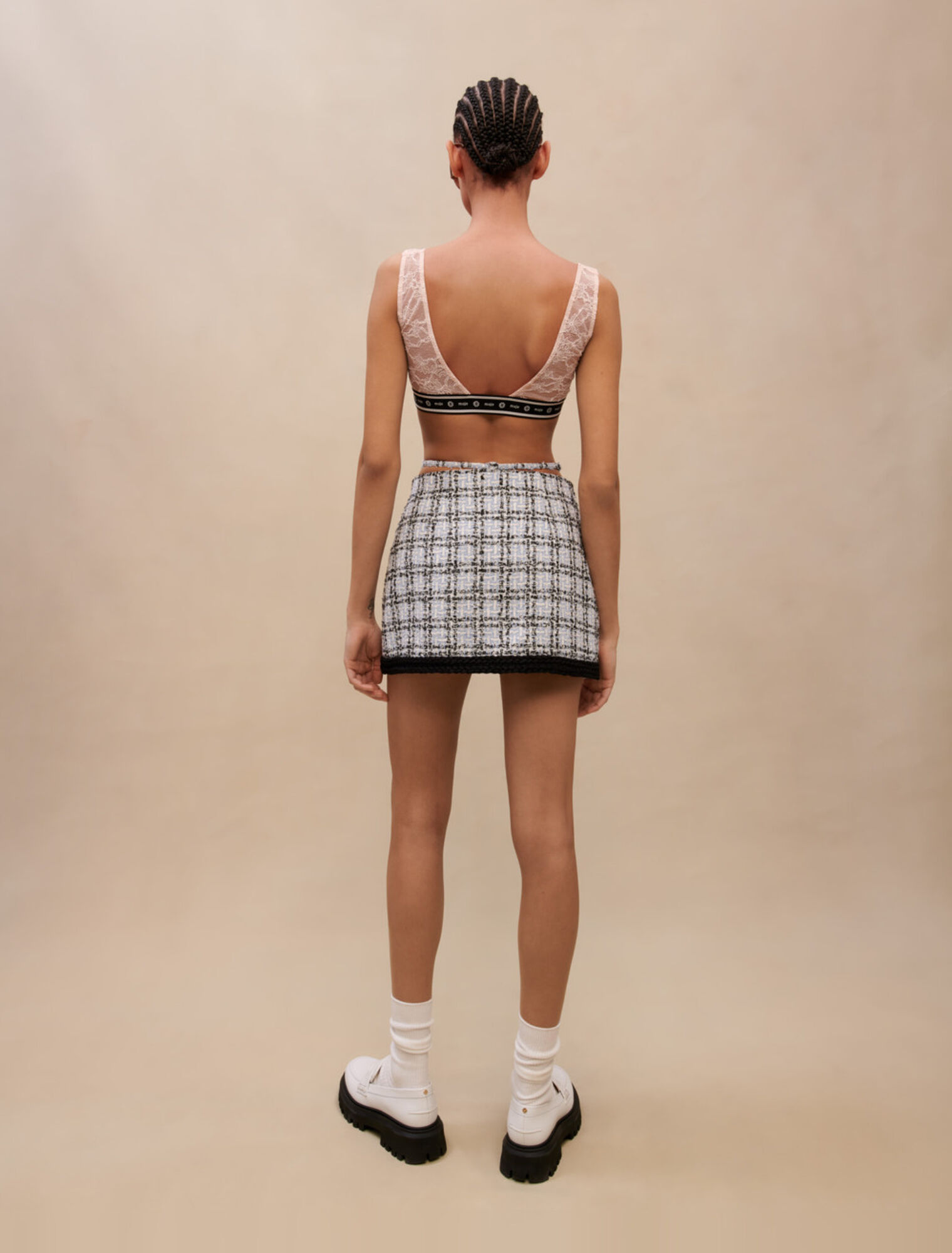 Checked tweed skirt