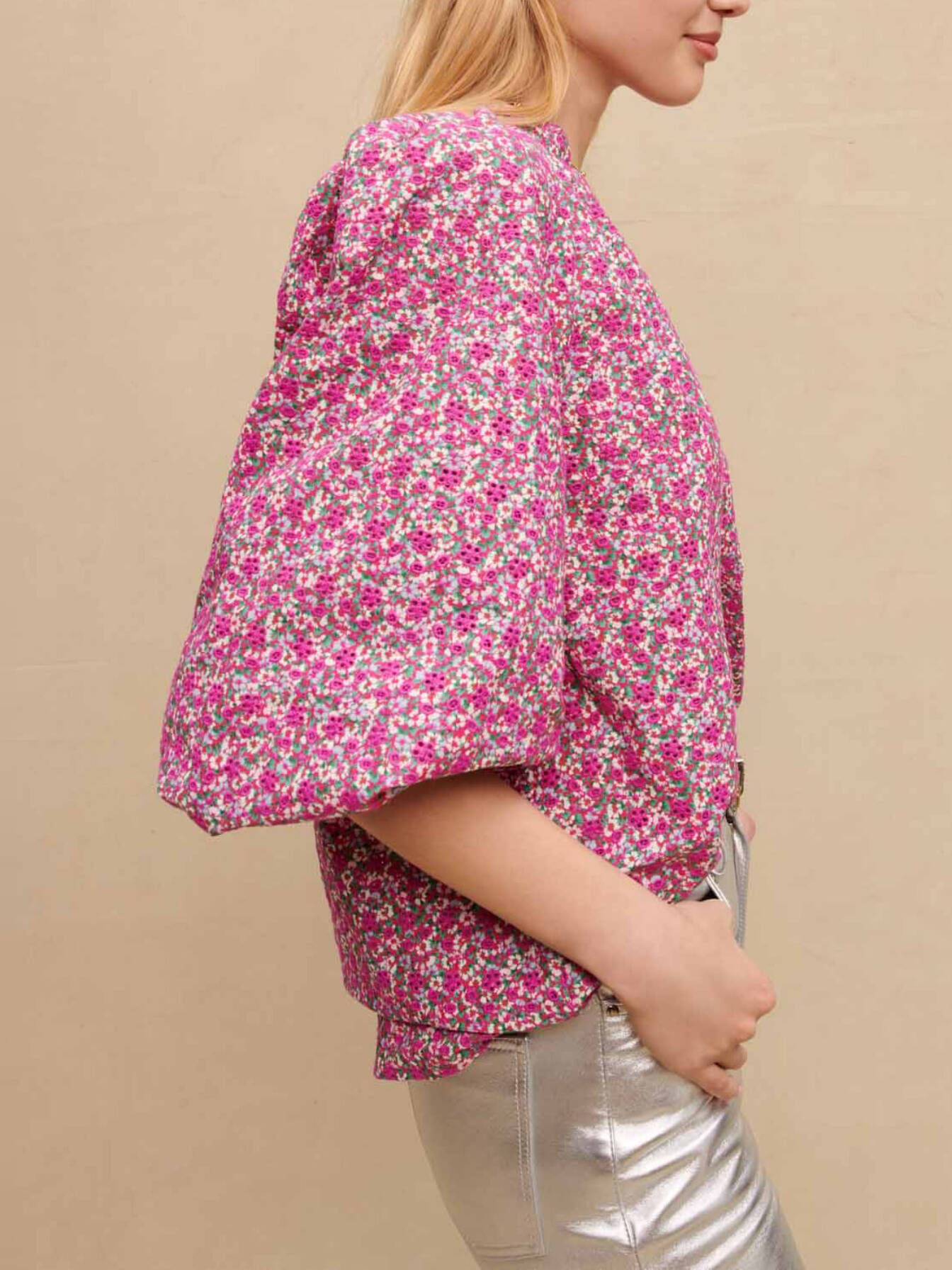 21SS Flower Hand-Printed Tucked Dress ワンピース マキシ丈