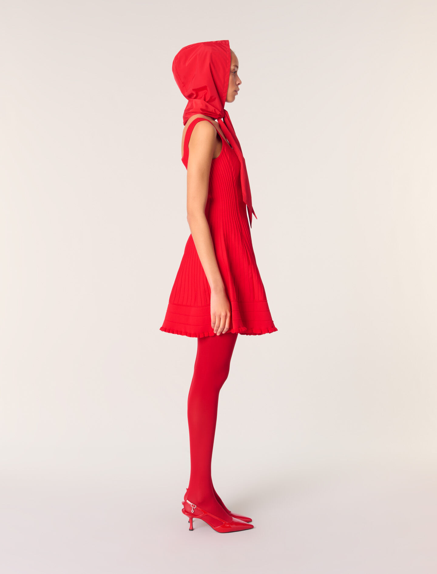 正規maje 赤 ミニワンピース 半袖 Mini knit dress Red For Women | Maje