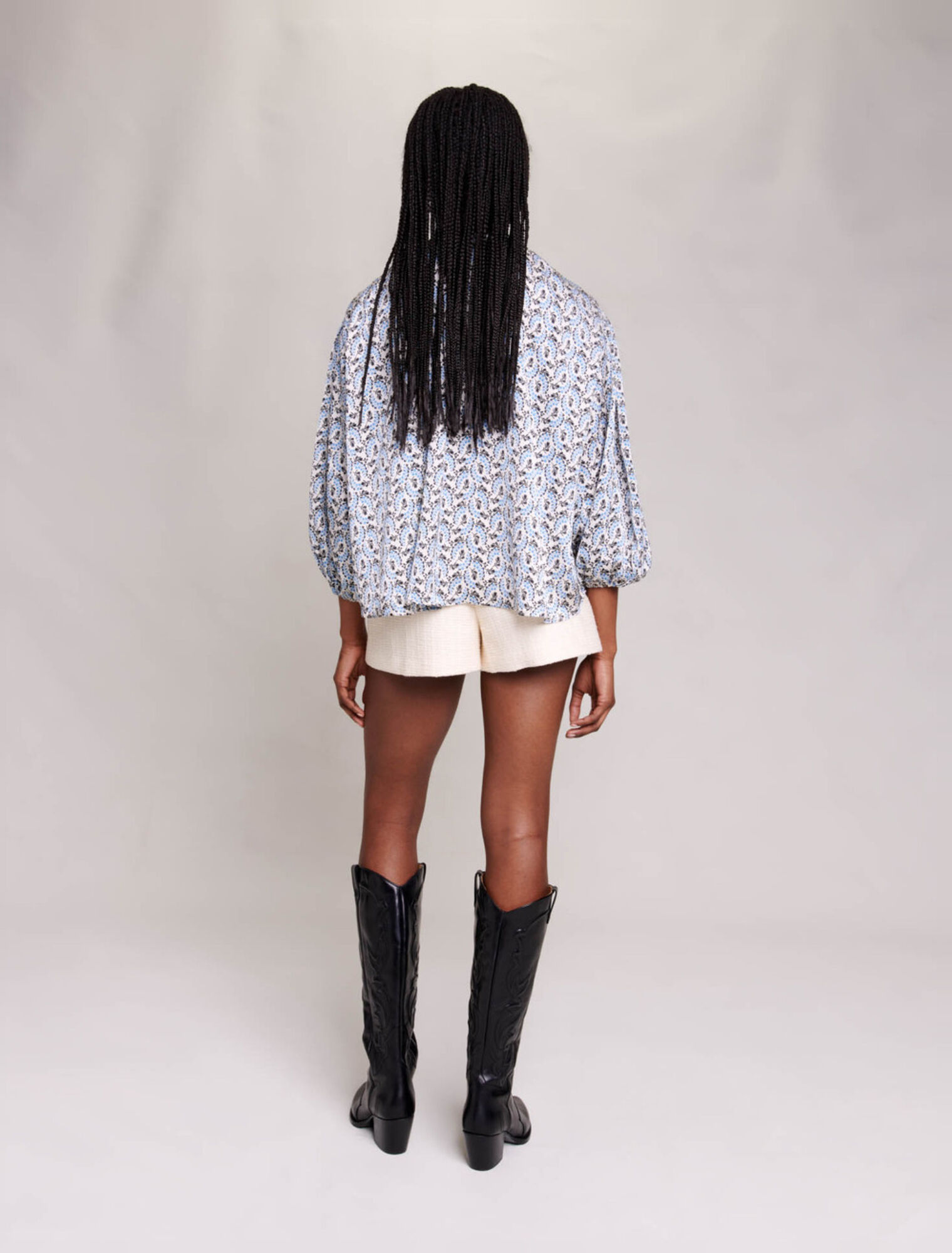 Loose-fitting satin-look blouse