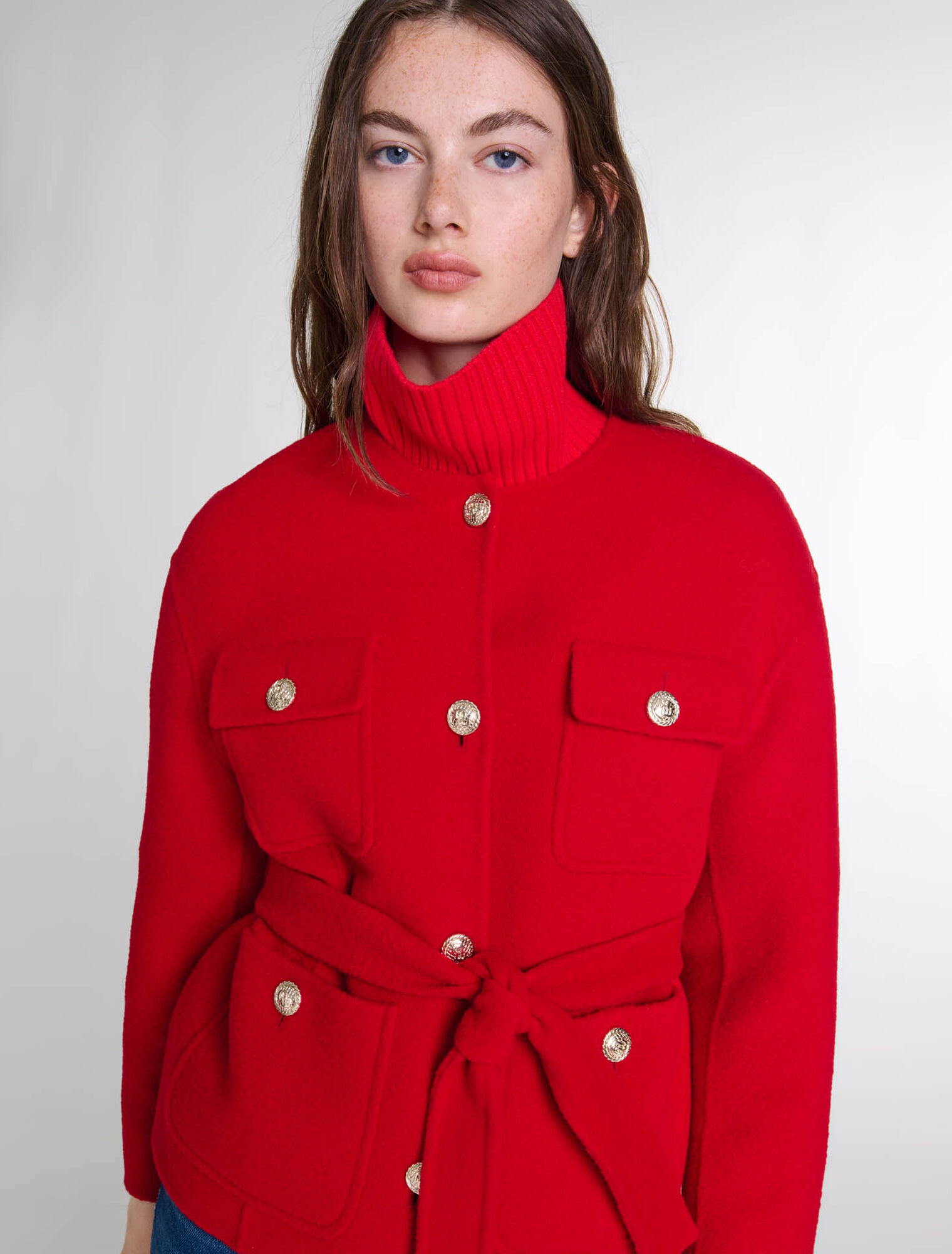 Belted double-faced jacket