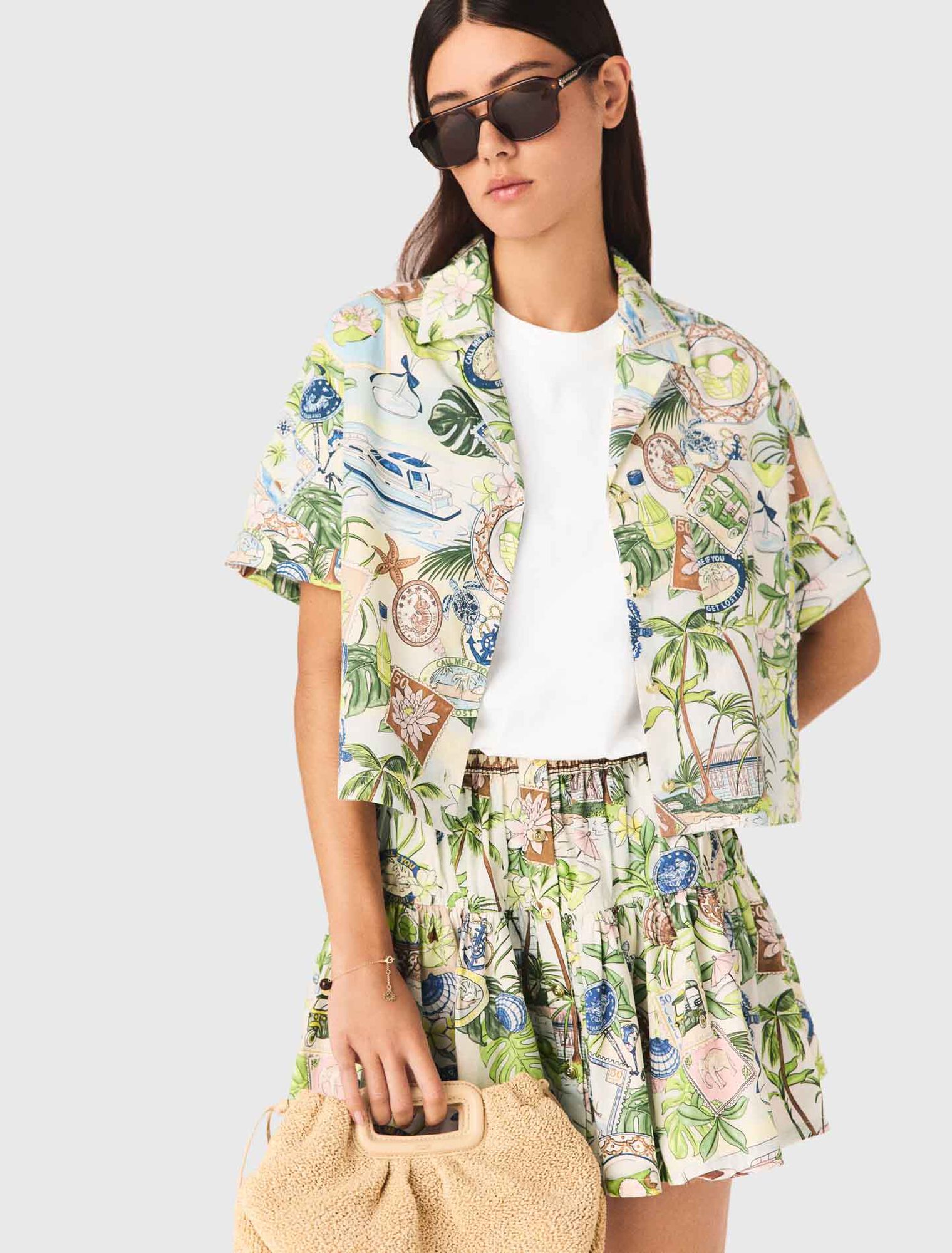 Patterned cropped shirt