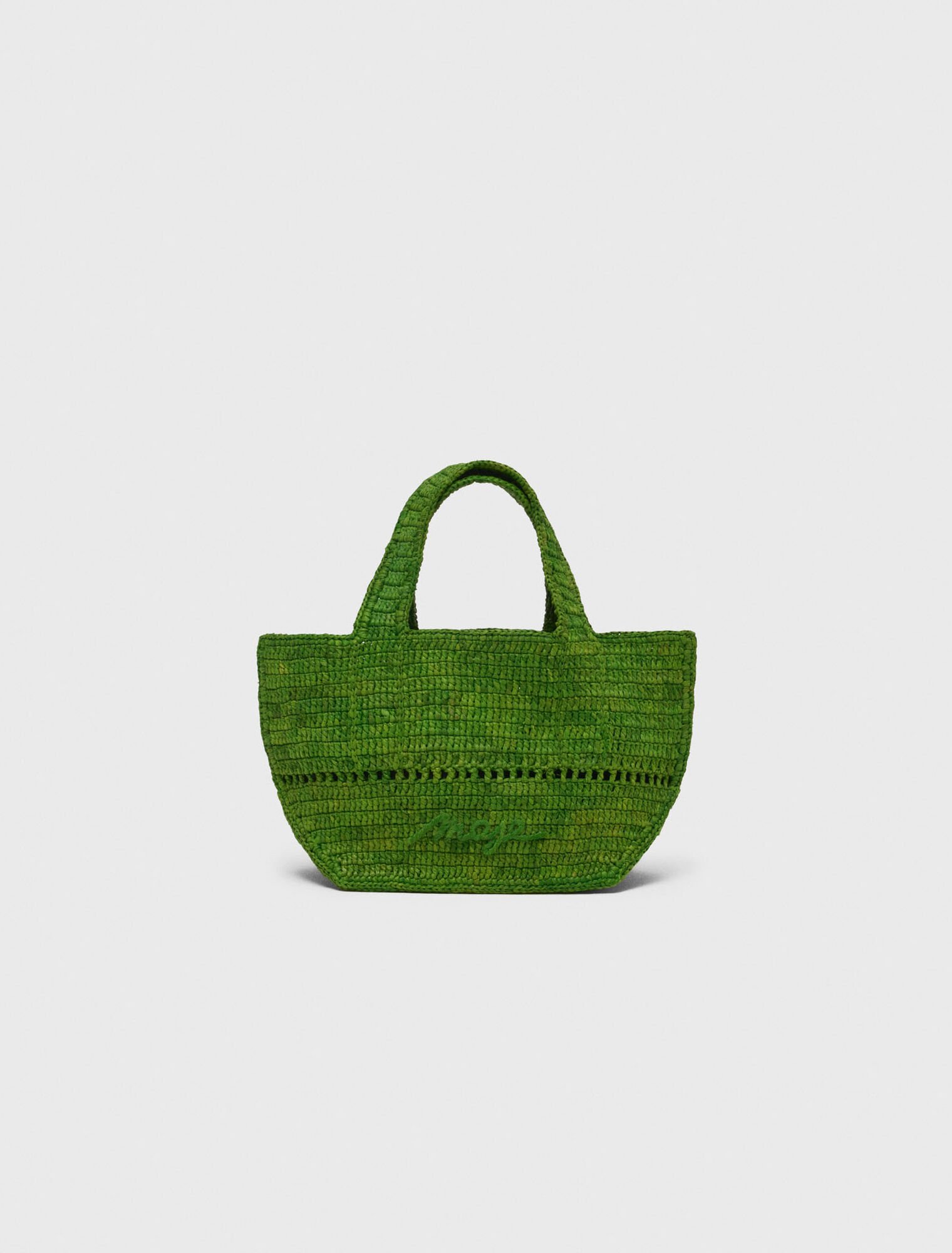 Natural raffia mini tote