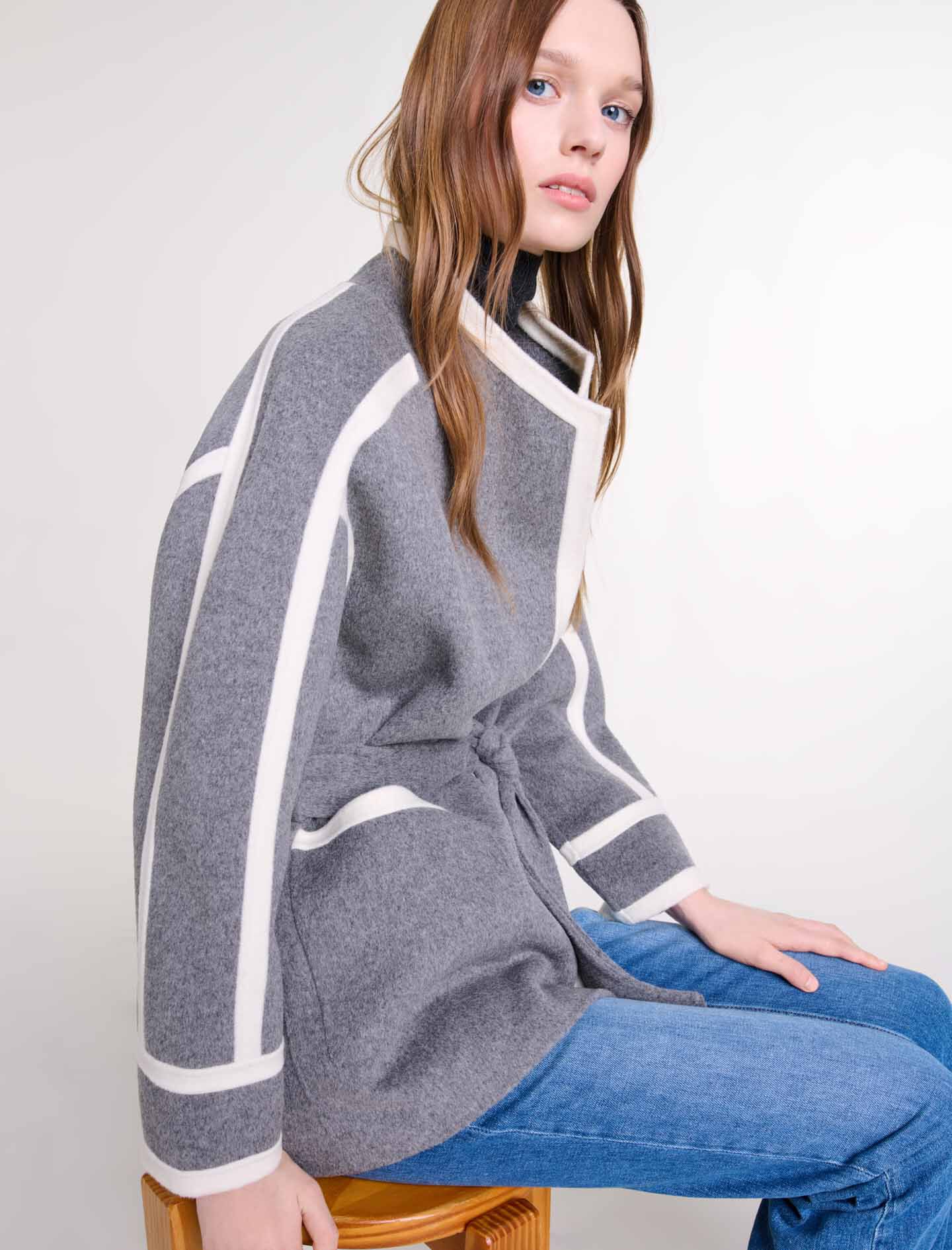 Short two-tone coat Black / Gray For Women | Maje Short two-tone coat Black / Gray For Women | Maje
