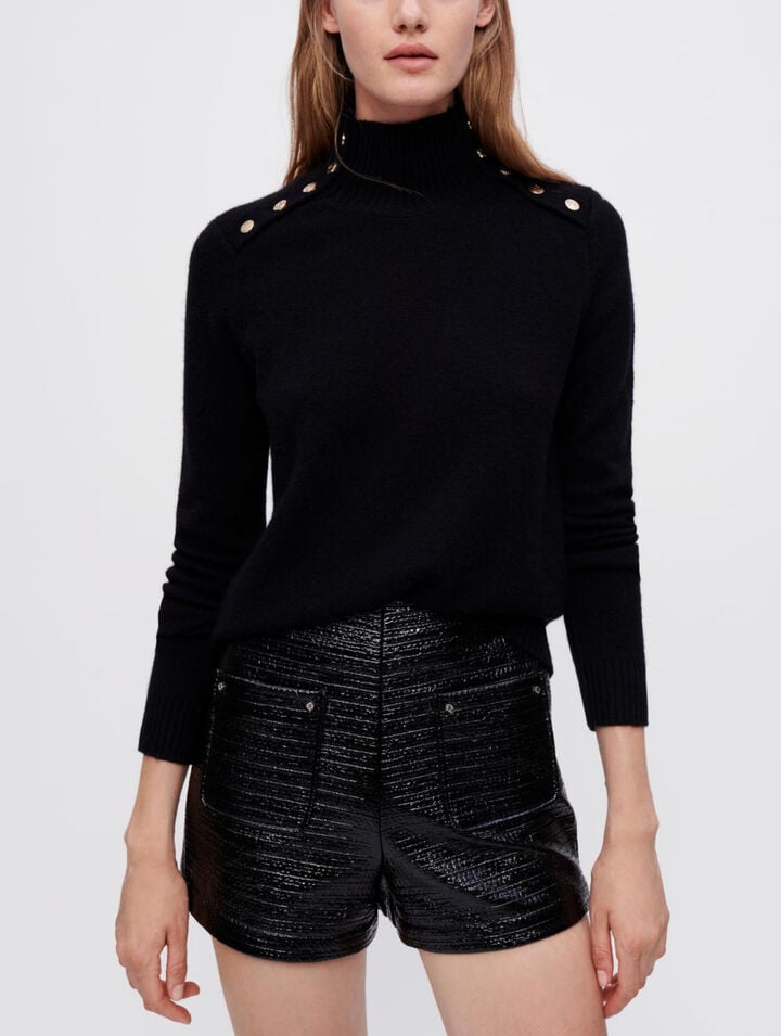 Cashmere sweater with stand-up collar