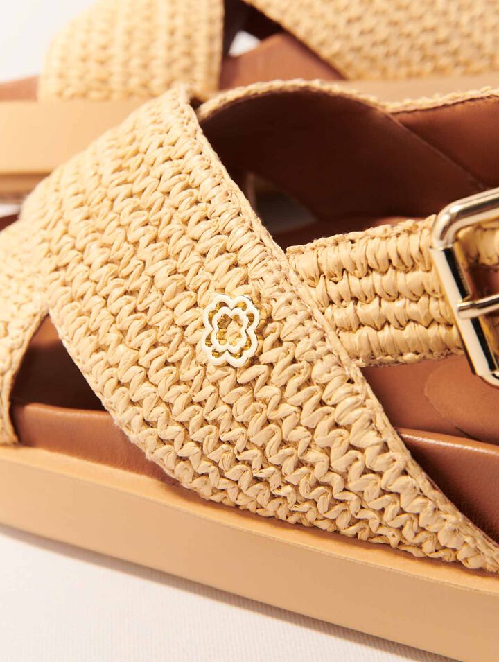 Raffia-effect flat sandals