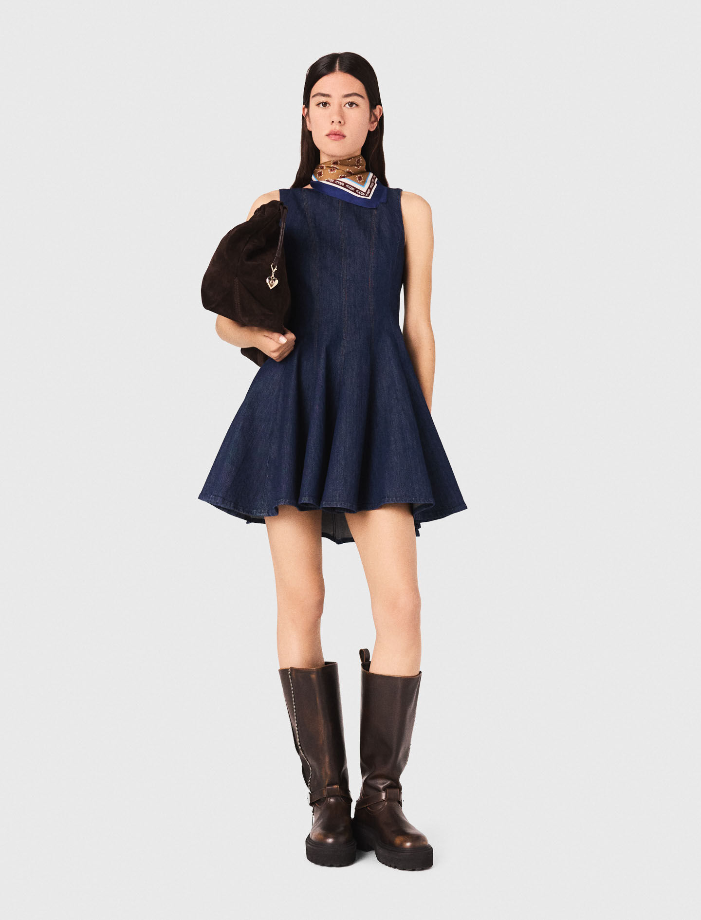 Embroidered satin dress