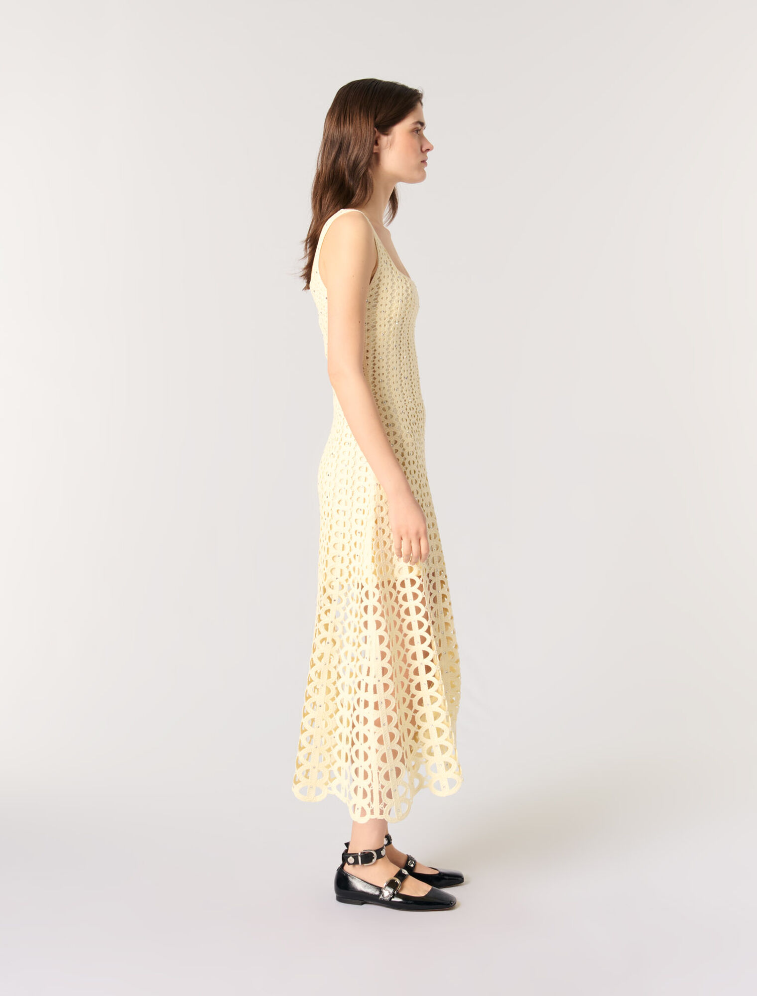 Rhinestone crochet maxi dress