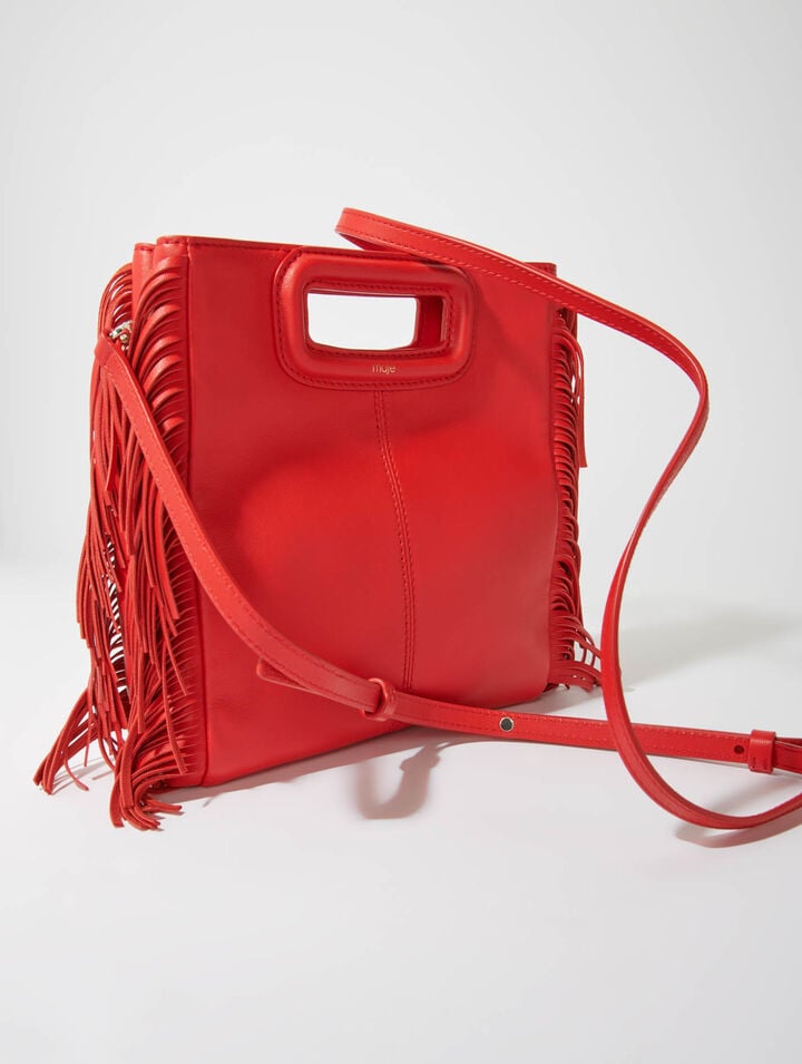 Smooth leather M bag with fringing
