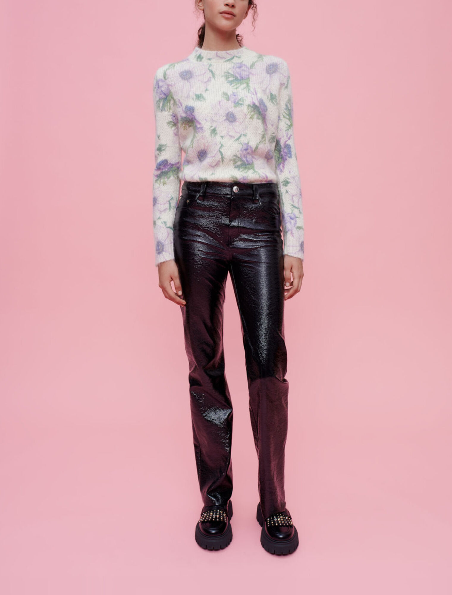 Flared vinyl pants