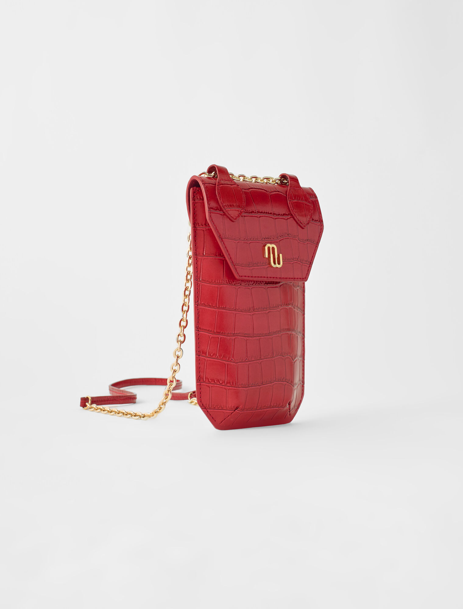 Croco embossed leather phone holder