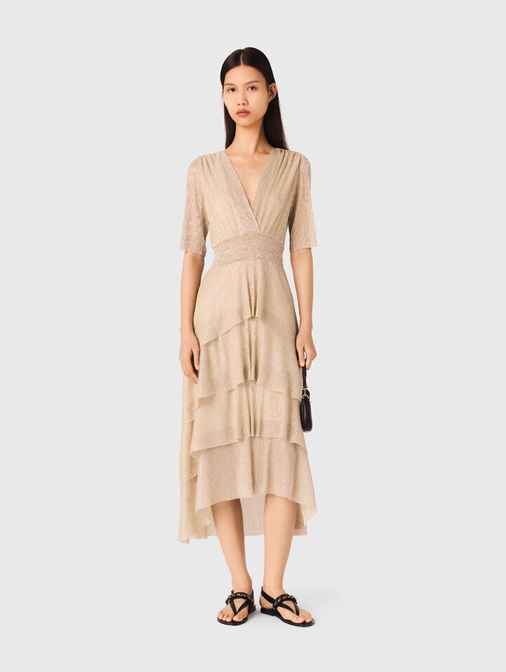 Metallic ruffled dress