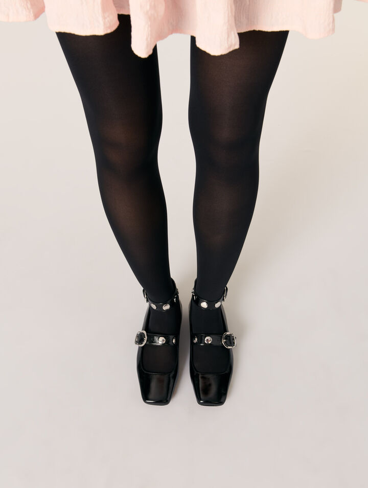 Studded leather Mary Jane flats