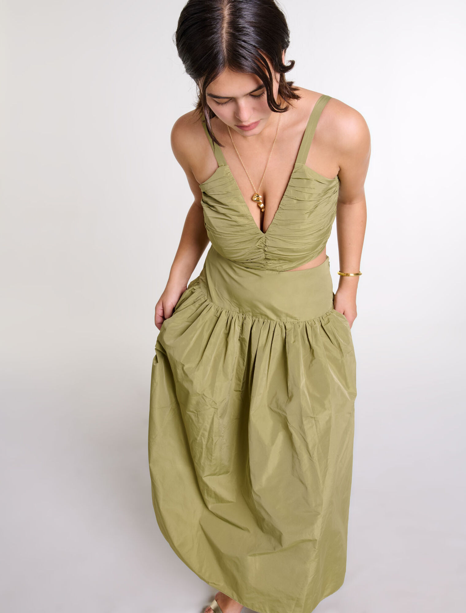 Cutaway taffeta dress