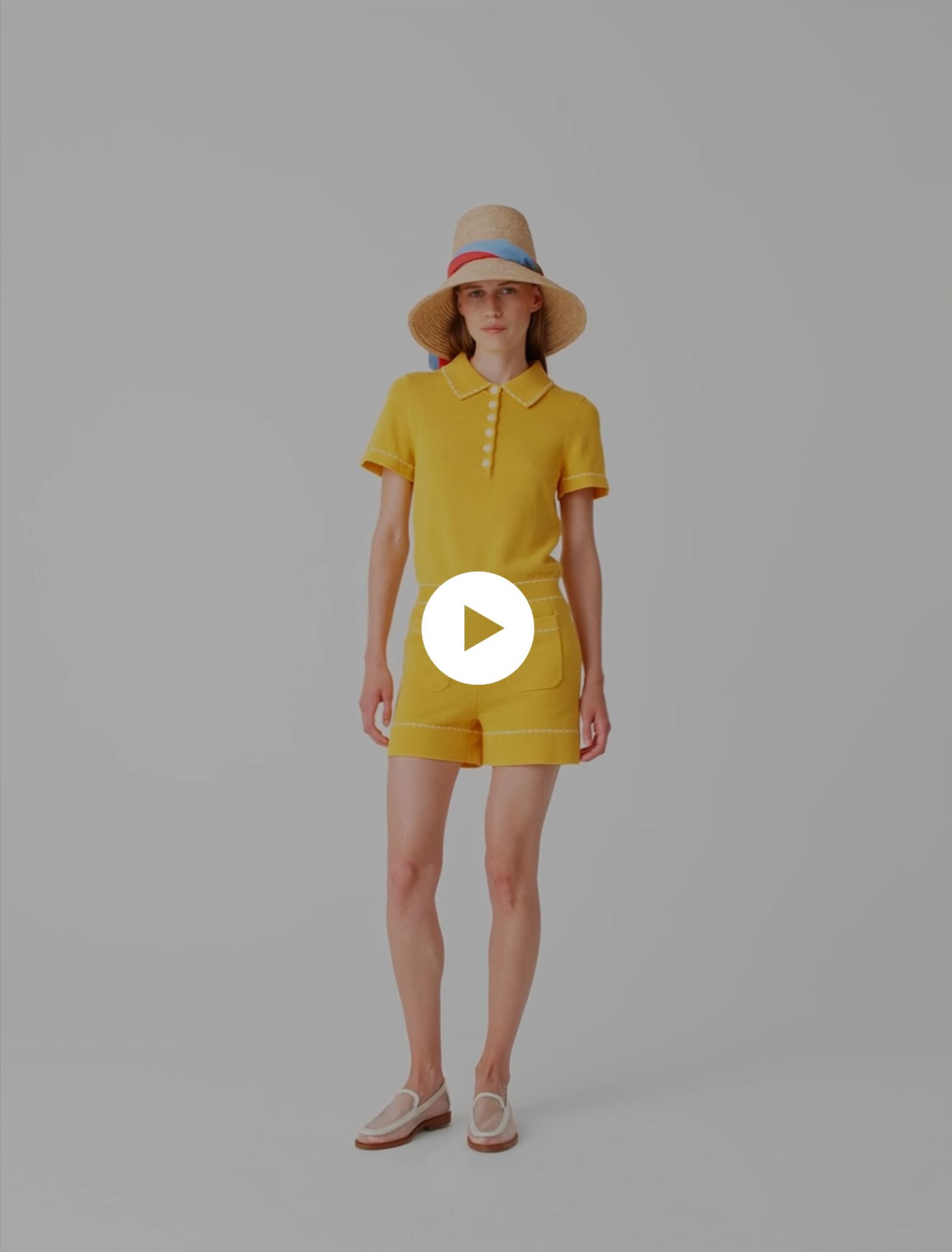Knit playsuit with polo collar