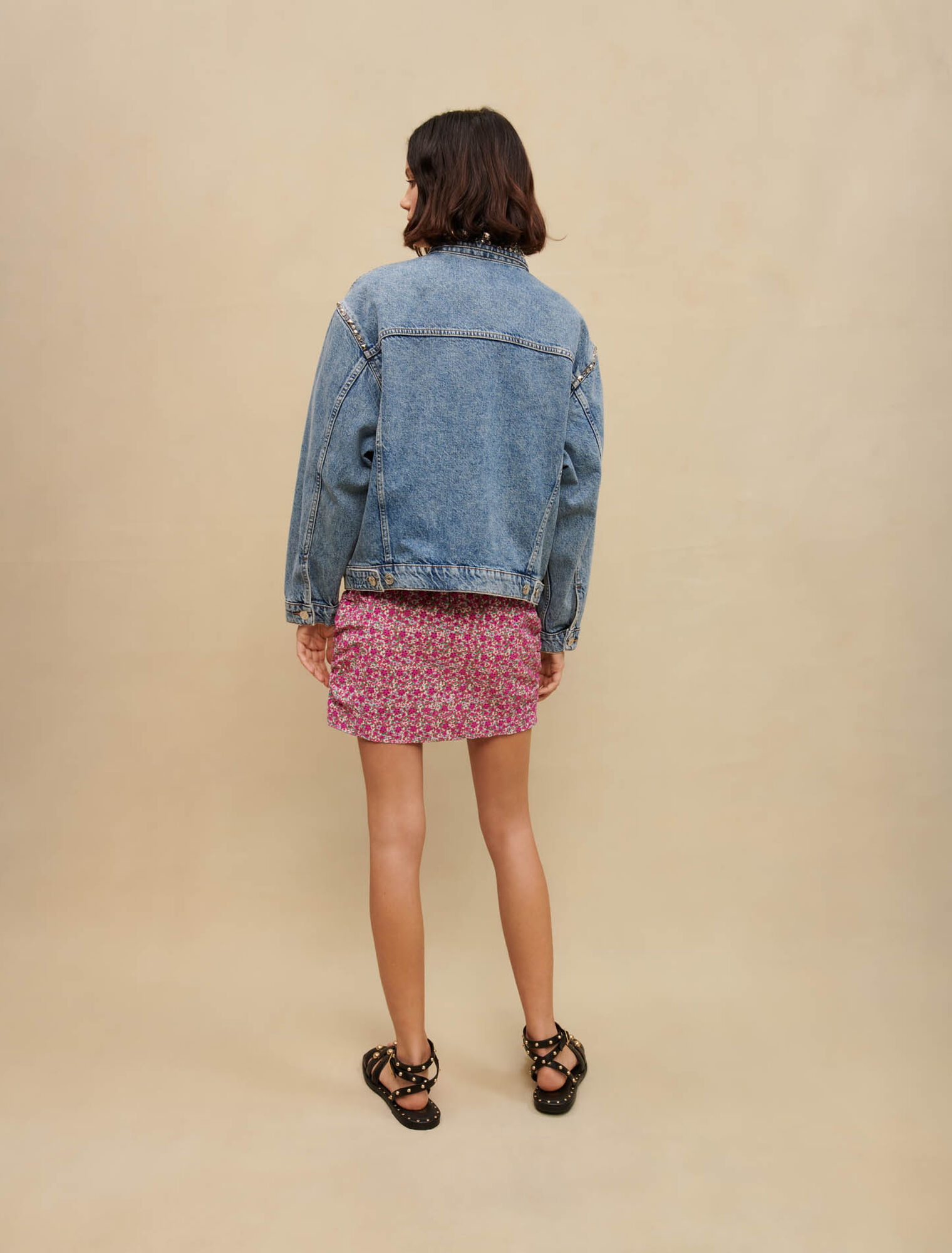 Denim jacket with rhinestones