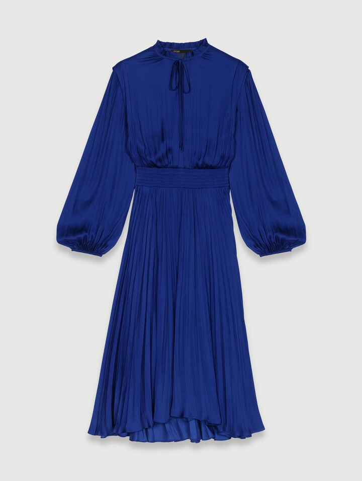 Pleated and satiny midi dress