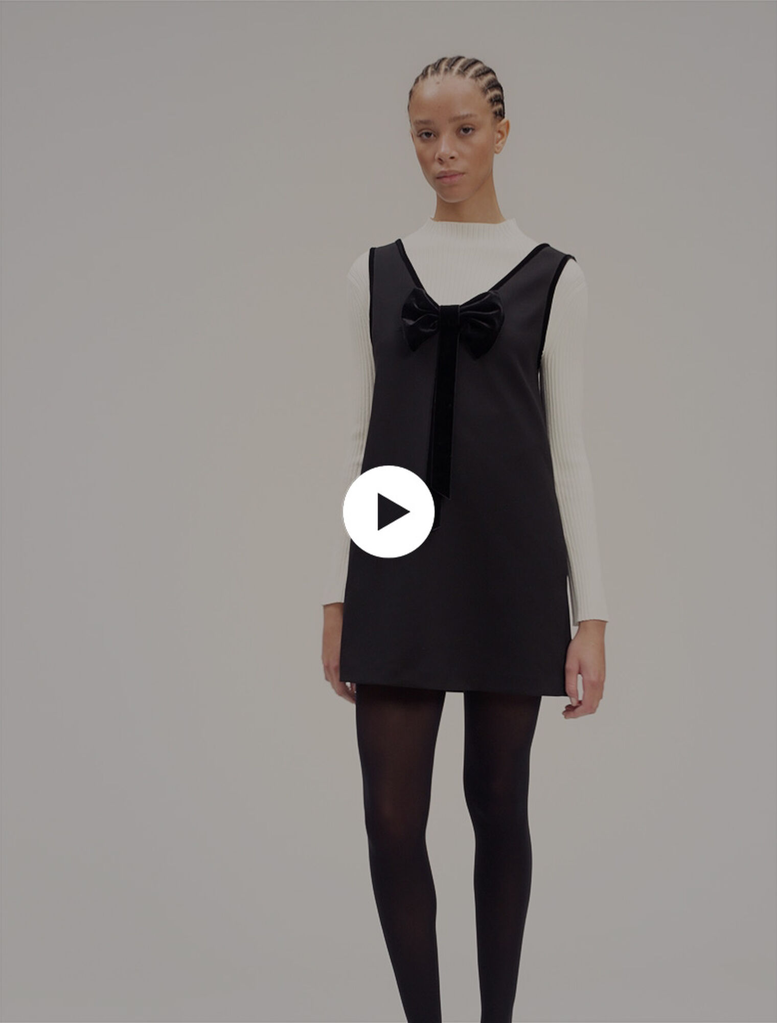 Pinafore mini dress with velvet collar