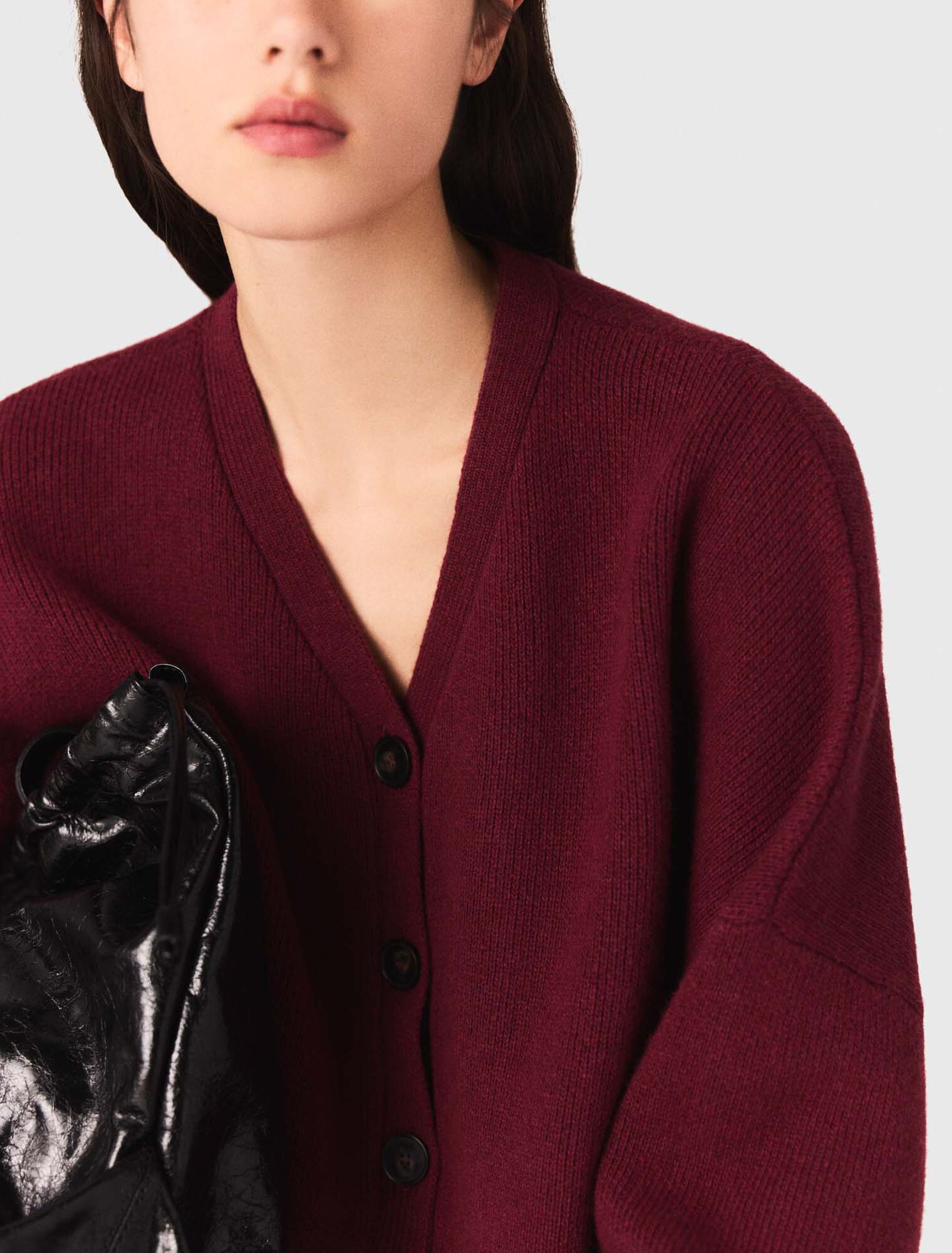 Cropped wool-blend cardigan