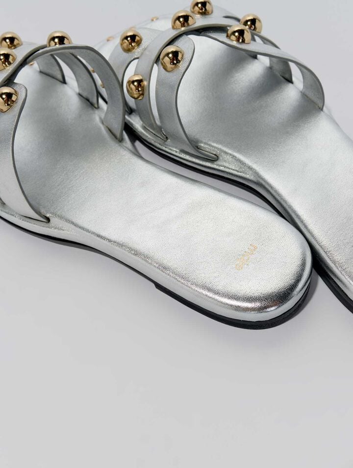 Studded leather mules