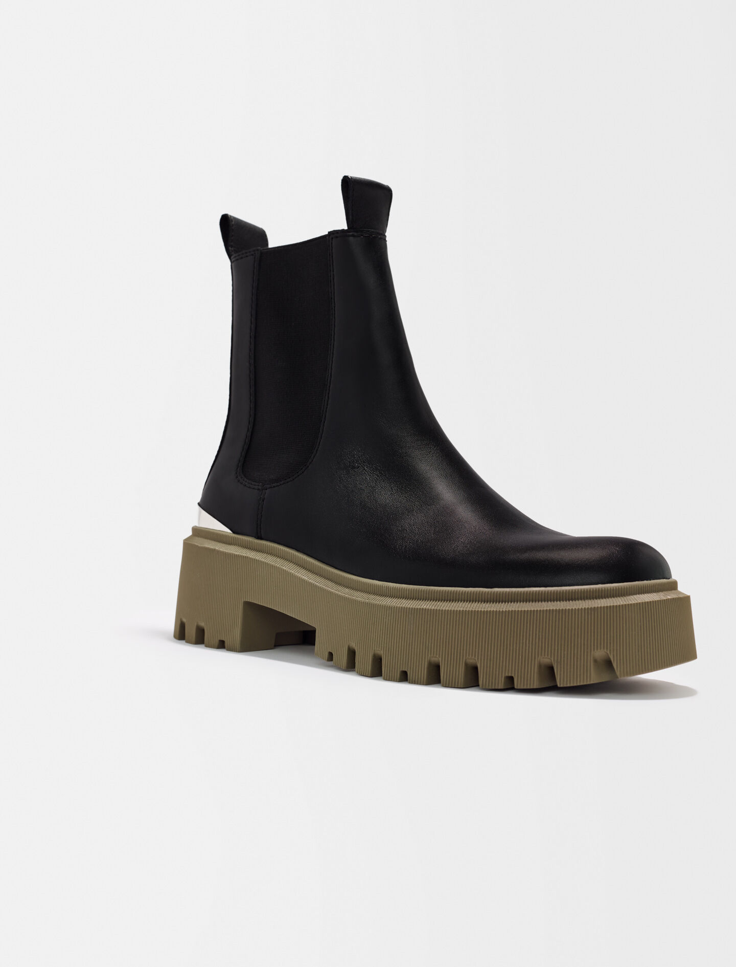 Chelsea boots with khaki platform sole Brown For Women Maje