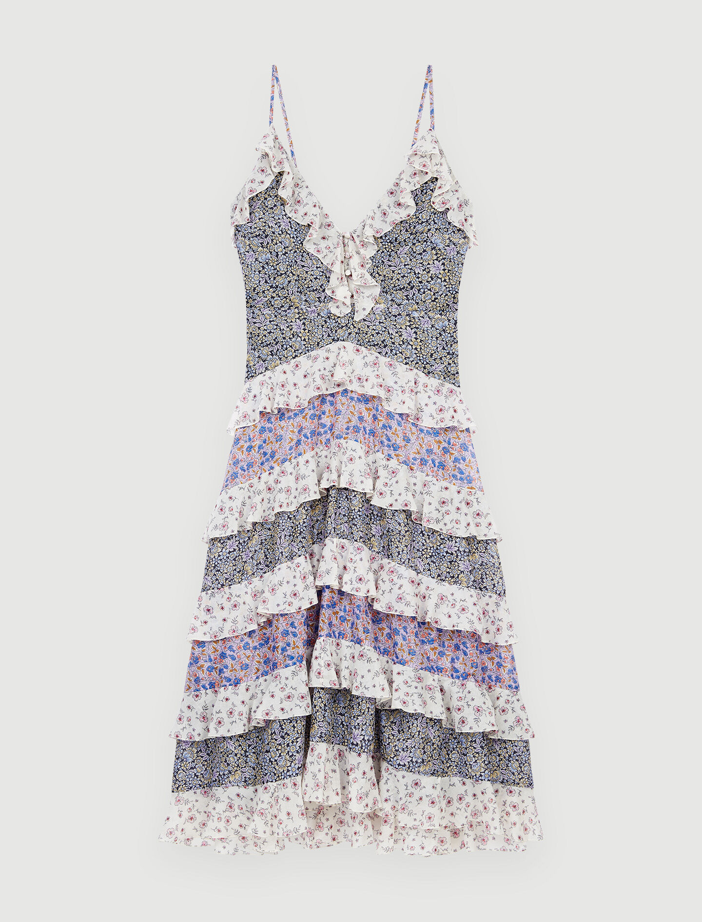 Printed cotton voile ruffle dress Printed cotton voile ruffle dress