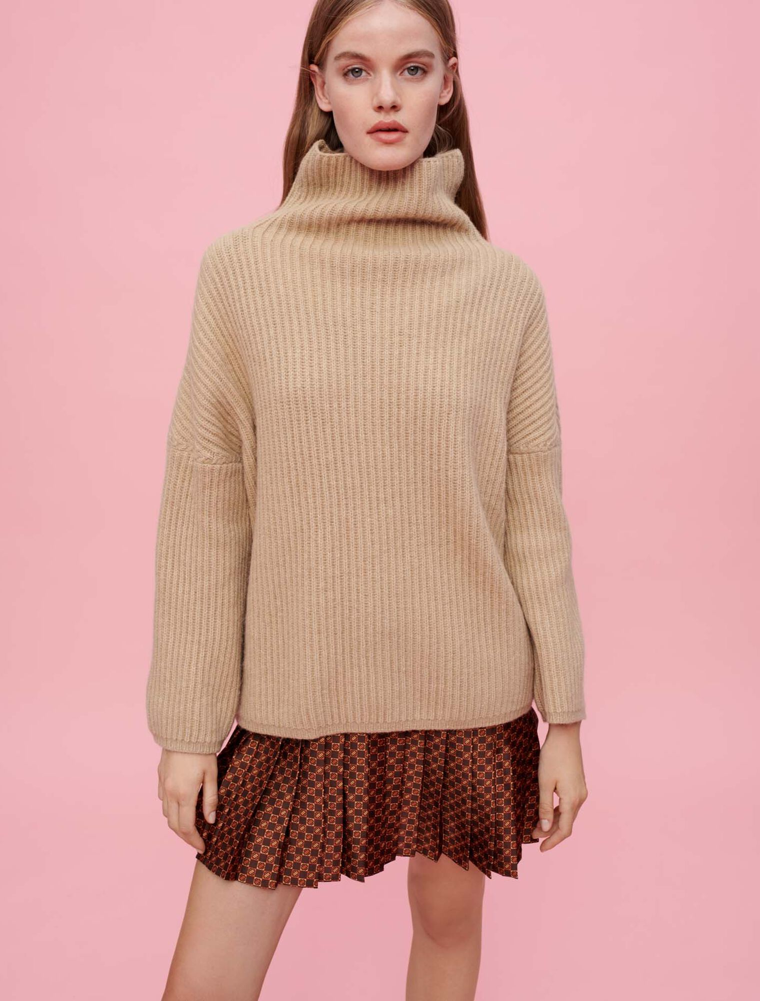 Oversized alpaca turtleneck pullover